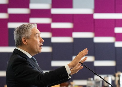 Innovation, Science and Industry Minister François-Philippe Champagne announces the launch of the Canadian Artificial Intelligence Safety Institute in Montreal, Tuesday, Nov. 12, 2024. THE CANADIAN PRESS/Christinne Muschi