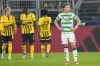 Celtic's Alistair Johnston reacts after Dortmund's third goal during the Champions League opening phase soccer match between Borussia Dortmund and Celtic FC at the BVB Stadion in Dortmund, Germany, Tuesday, Oct. 1, 2024. Johnston is thriving at Glasgow Celtic, even if he has learned it's best to walk his dog at night in the fishbowl that is Glasgow soccer. Johnston is also excelling in Canada colours and is in line to earn his 50th cap against Suriname on Friday. THE CANADIAN PRESS/AP/Martin Meissner