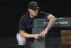 FILE - Miami Marlins manager Skip Schumaker looks on during the eighth inning of a baseball game against the Colorado Rockies, Aug. 27, 2024, in Denver. (AP Photo/David Zalubowski, File)