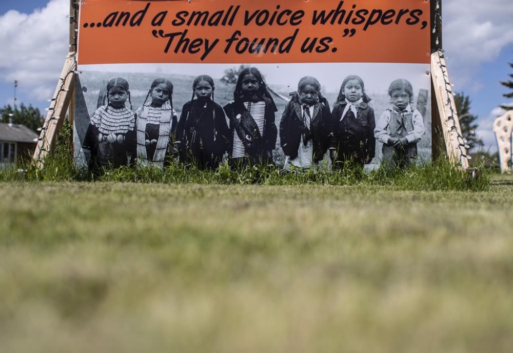 An Every Child Matters sign in Maskwacis, Alta., Monday, June 27, 2022. A new federal class action lawsuit against the Canadian government says Indigenous people removed from their communities and placed in group homes beginning in the 1950s suffered physical, sexual and psychological abuse that