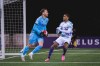 York United FC goalkeeper Thomas Vincensini is shown in action against Pacific FC player Reon Moore, right, in Canadian Premier League playoff action at York Lions Stadium in Toronto on Wednesday, Oct. 23, 2024. York United FC will field an under-20 team in League1 Ontario next year. THE CANADIAN PRESS/HO-York United FC-Denys Rudenko *MANDATORY CREDIT*