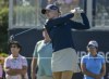 Charley Hull of England hits her tee shot on the first hole during the first round of the The Annika golf tournament at Pelican Golf Club, Thursday, Nov. 14, 2024, in Belleair, Fla. (AP Photo/Steve Nesius)