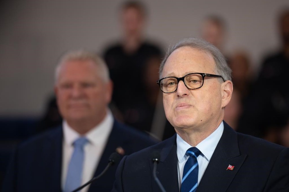 Ontario Solicitor General Michael Kerzner speaks during a press conference at the Toronto Police College in Etobicoke, Ont., on Tuesday, April 25, 2023. Kerzner says those who are on the provincial sex offender registry will no longer allow them to legally change their name once legislation is passed.THE CANADIAN PRESS/Tijana Martin