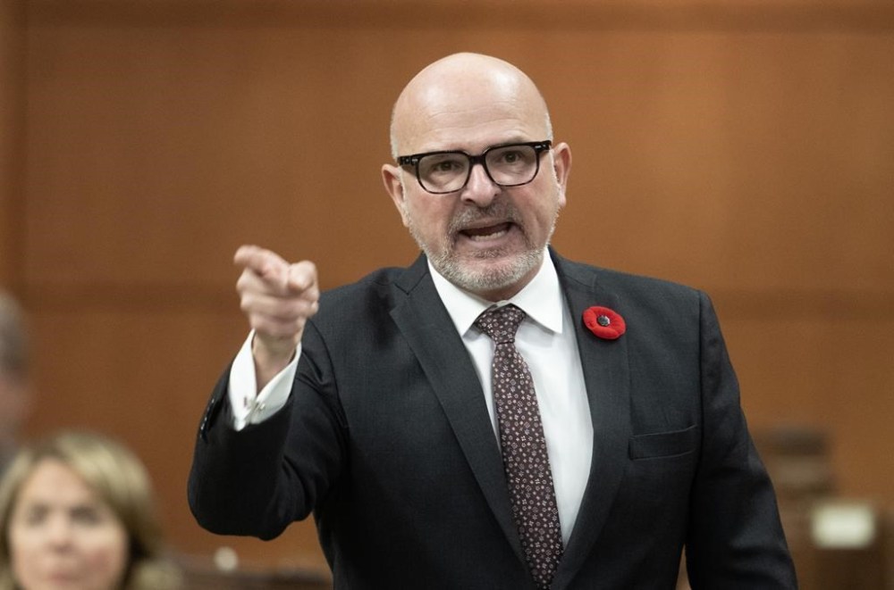 Employment, Workforce Development and Official Languages Minister Randy Boissonnault rises during Question Period, Friday, Oct. 25, 2024 in Ottawa. THE CANADIAN PRESS/Adrian Wyld