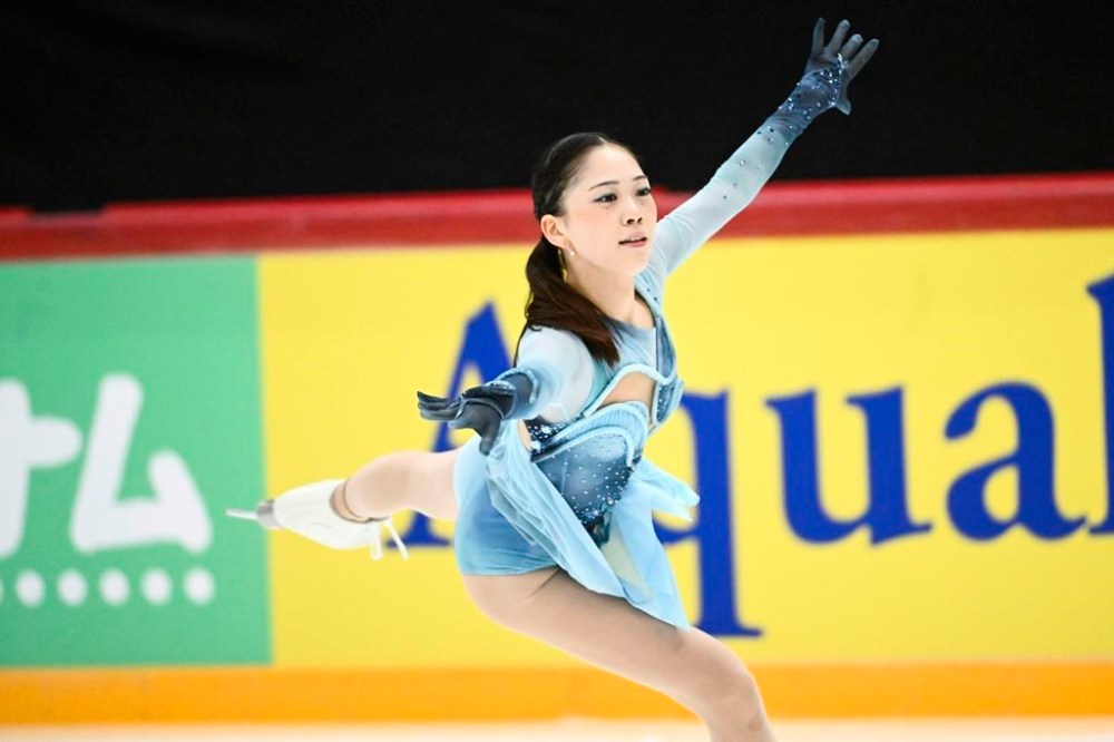 Hana Yoshida of Japan performs during the women's short program at the international figure skating competition Finlandia Trophy in Helsinki, Friday, Nov. 15, 2024. (Mikko Stig/Lehtikuva via AP)