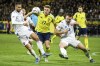 Sweden's Viktor Gyökeres, centre, in action against Slovakia's Dávid Hancko, left, and Milan Škriniar during the UEFA Nations League group C1 soccer match between Sweden and Slovakia at Strawberry Arena in Stockholm, Sweden, Saturday Nov. 16, 2024. (Jakob Åkersten Brodén/TT News Agency via AP)