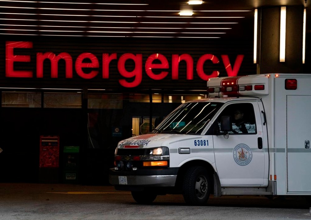 The president of B.C. Nurses' Union says a student nurse was attacked with a knife at Vancouver General Hospital, which was her first clinical experience. An ambulance drives past the emergency entrance of Vancouver General Hospital in Vancouver, B.C., Friday, April 9, 2021. THE CANADIAN PRESS/Jonathan Hayward