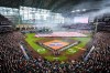 Smoke clears as the national anthem is played before the Houston Astros' season-opening baseball game against the Chicago White Sox on Thursday, March 30, 2023, in Houston. (Brett Coomer/Houston Chronicle via AP, file)