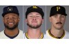 FILE - From left are baseball players, Milwaukee Brewers' Jackson Chourio, San Diego Padres' Jackson Merrill and Pittsburgh Pirates' Paul Skenes, in 2024. (AP Photo/File)