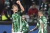 Werder's Jens Stage, left, celebrates after scoring the opening goal during the German Bundesliga soccer match between SV Werder Bremen and Holstein Kiel in Bremen, Germany, Saturday, Nov. 9, 2024. (Carmen Jaspersen/dpa via AP)