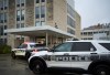 Winnipeg police in front of the Allen Building after reports of a man with a large knife at the University of Manitoba in Winnipeg on Tuesday, Nov. 19, 2024. THE CANADIAN PRESS/David Lipnowski