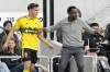 Columbus Crew coach Wilfried Nancy, right, speaks with Malte Amundsen during the first half of the team's MLS soccer match against CF Montréal on Saturday, April 27, 2024, in Columbus, Ohio. Nancy has been voted the 2024 Sigi Schmid MLS Coach of the Year, becoming the first Columbus Crew head coach to earn the accolade since the award’s namesake, Sigi Schmid, in 2008. THE CANADIAN PRESS/AP/Jeff Dean