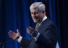 Former prime minister Stephen Harper delivers the keynote address at a conference, Wednesday, March 22, 2023 in Ottawa. THE CANADIAN PRESS/Adrian Wyld