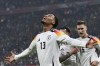 Germany's Felix Nmecha celebrates after scoring his side's first goal during the Nations League soccer match between Hungary and Germany at the Puskas Arena stadium in Budapest, Tuesday, Nov. 18, 2024. (AP Photo/Denes Erdos)
