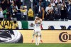 Los Angeles Galaxy's Gabriel Pec, right, celebrates with teammate Marco Reus (18) after scoring during the second half of an MLS Semifinal Conference playoff soccer match against Minnesota United, Sunday, Nov. 24, 2024, in Los Angeles. (AP Photo/Etienne Laurent)