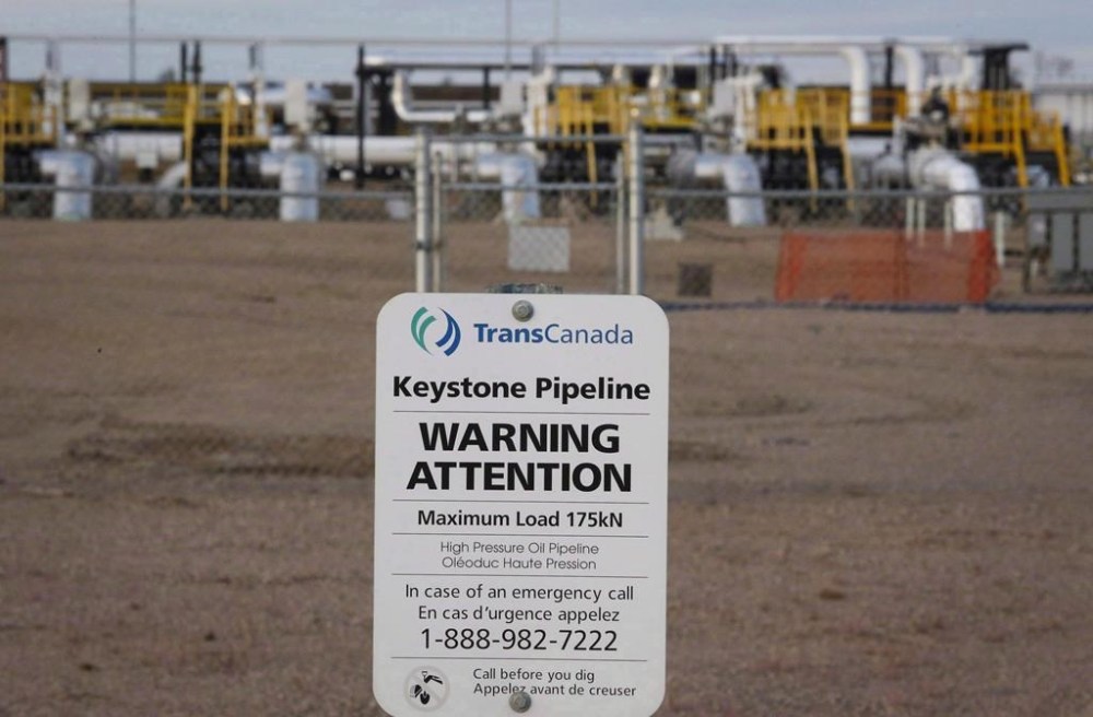 TransCanada's Keystone pipeline facilities are seen in Hardisty, Alta., on Friday, Nov. 6, 2015. THE CANADIAN PRESS/Jeff McIntosh