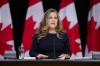 Deputy Prime Minister and Minister of Finance Chrystia Freeland holds a press conference at the National Press Theatre in Ottawa on November 25, 2024. THE CANADIAN PRESS/Sean Kilpatrick