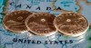 Canadian dollar coins, or loonies, are displayed on a map of North America in Montreal in a Thursday, Jan. 9, 2014, photo illustration. THE CANADIAN PRESS/Paul Chiasson