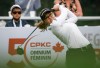 Canada's Brooke Henderson hits a tee shot on the 18th hole during the first round at the LPGA Canadian Women's Open golf tournament in Calgary on July 25, 2024. THE CANADIAN PRESS/Jeff McIntosh