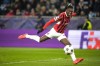 AC Milan's Rafael Leao scores the second goal against Slovan Bratislava during the Champions League opening phase soccer match between Slovan Bratislava and AC Milan in Bratislava, Slovakia, on Tuesday, Nov. 26, 2024. (AP Photo/Petr David Josek)