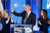 Nova Scotia Progressive Conservative Leader and premier Tim Houston celebrates with his family while addressing supporters at the Tory party election headquarters in New Glasgow, N.S. on Tuesday, Nov. 26, 2024. THE CANADIAN PRESS/Darren Calabrese