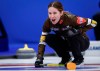 Team Manitoba-Lawes skip Kaitlyn Lawes encourages her teammates as they play Team Alberta in qualifications at the Scotties Tournament of Hearts in Calgary, Alta., Friday, Feb. 23, 2024. THE CANADIAN PRESS/Jeff McIntosh