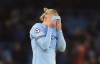 Manchester City's Erling Haaland after the final whistle in the Champions League opening phase soccer match between Manchester City and Feyenoord at the Etihad Stadium in Manchester, England, Tuesday, Nov. 26, 2024. (Martin Rickett/PA via AP)