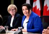 Justice Lise Maisonneuve, who will lead the Future of Sport in Canada Commission, participates in a news conference with Minister of Sport and Physical Activity Carla Qualtrough, at the National Press Theatre in Ottawa, on Thursday, May 9, 2024. THE CANADIAN PRESS/Justin Tang