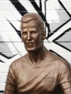 A statue of England and Bayern Munich striker Harry Kane during the unveiling of a statue at The Peter May Centre in London, Monday Nov. 18, 2024. (Zac Goodwin/PA via AP)