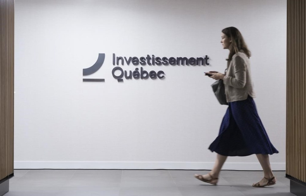 Investissement Québec is investing US$25 million in the company that makes Sheertex tights.The logo of Investissement Quebec is seen in their offices Wednesday, June 14, 2023 in Montreal. THE CANADIAN PRESS/Christinne Muschi