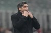 AC Milan coach Paulo Fonseca whistles during an Italian Cup eight final soccer match between AC Milan and Sassuolo at the San Siro stadium in Milan, Italy, Tuesday, Dec. 3, 2024. (AP Photo/Luca Bruno)