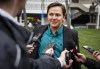 Devin Dreeshen arrives at the United Conservative caucus in Calgary, on May 19, 2022. Albertaճ transportation minister is defending himself against accusations that a move to ban photo radar enforcement on provincial highways next spring will put lives at risk. THE CANADIAN PRESS/Jeff McIntosh
