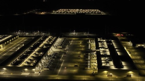 Amazon Web Services data center is seen at night on Thursday, Aug. 22, 2024, in Boardman, Ore. (AP Photo/Jenny Kane)