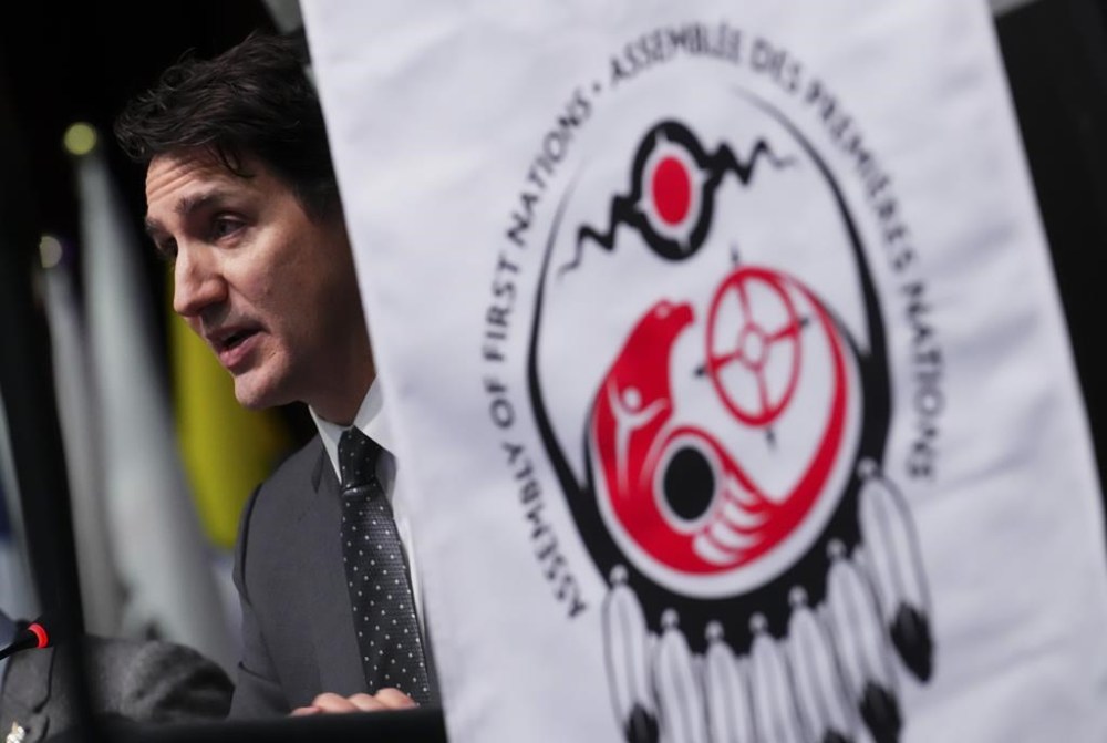 Prime Minister Justin Trudeau takes part in a panel during the Assembly of First Nations Special Chiefs Assembly in Ottawa on Thursday, Dec. 5, 2024. THE CANADIAN PRESS/Sean Kilpatrick