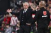 Real Madrid's head coach Carlo Ancelotti gestures during the Spanish La Liga soccer match between Athletic Bilbao and Real Madrid at the San Mames stadium in Bilbao, Spain, Wednesday, Dec. 4, 2024. (AP Photo/Miguel Oses)