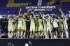 The New York Red Bulls celebrate their championship after beating Orlando City in an MLS Eastern Conference finals soccer match, Saturday, Nov. 30, 2024, in Orlando, Fla. THE CANADIAN PRESS/AP-Kevin Kolczynski