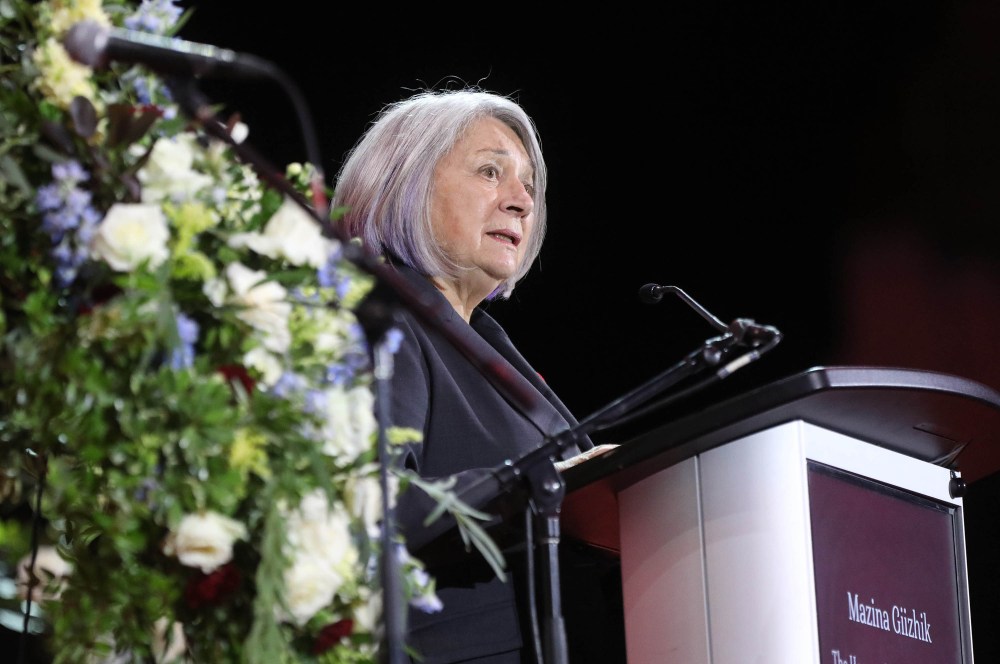 Governor General Mary Simon speaks at the service Sunday. (Ruth Bonneville / Free Press)