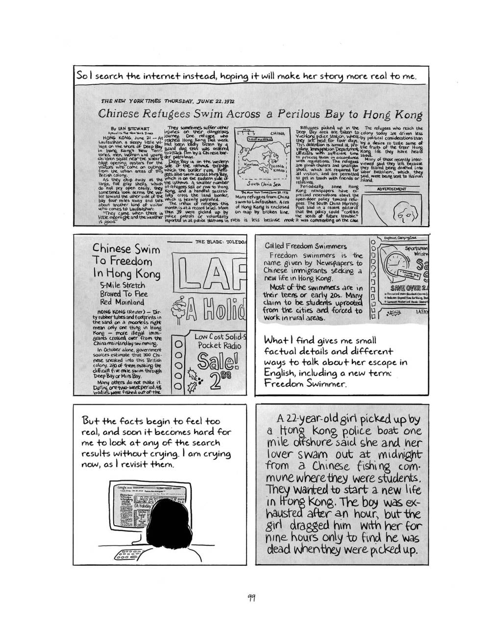 With black-and-white sketches and simple prose, Wong documents the painstaking process of assembling her family history.