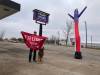 ADAM TREUSCH / FREE PRESS 
Patrick Millard with a flag he bought at the Trump Store in Lake Park, Minn., on Saturday.