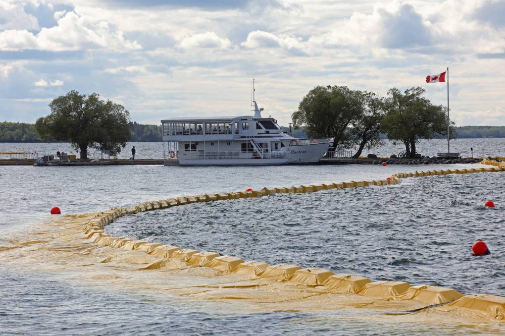 The containment curtain set up to prevent the spread of zebra mussels in Clear Lake in Riding Mountain National Park earlier this year. (Brandon Sun files)
