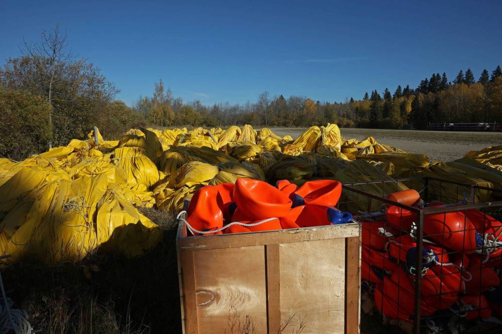 The underwater curtain that was briefly used this summer in an attempt to contain zebra mussels in Clear Lake. (Brandon Sun files)