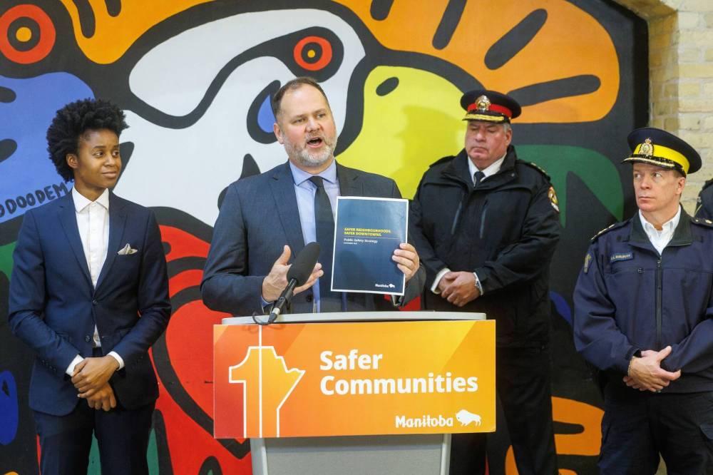 MIKE DEAL / FREE PRESS
Justice Minister Matt Wiebe unveiled the province’s new public safety strategy Thursday.