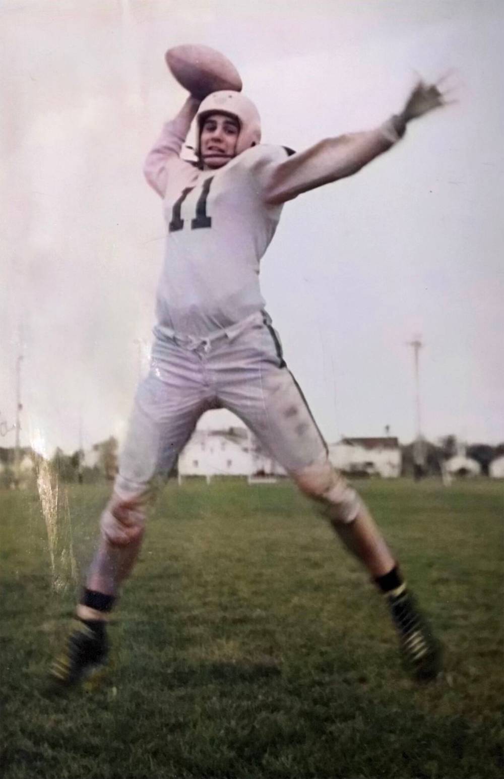 Richard as an International Falls Bronco, during his senior year in 1952. (Supplied)