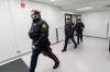 Police at the Allen Building at the University of Manitoba campus Tuesday morning. (Mike Deal / Free Press)