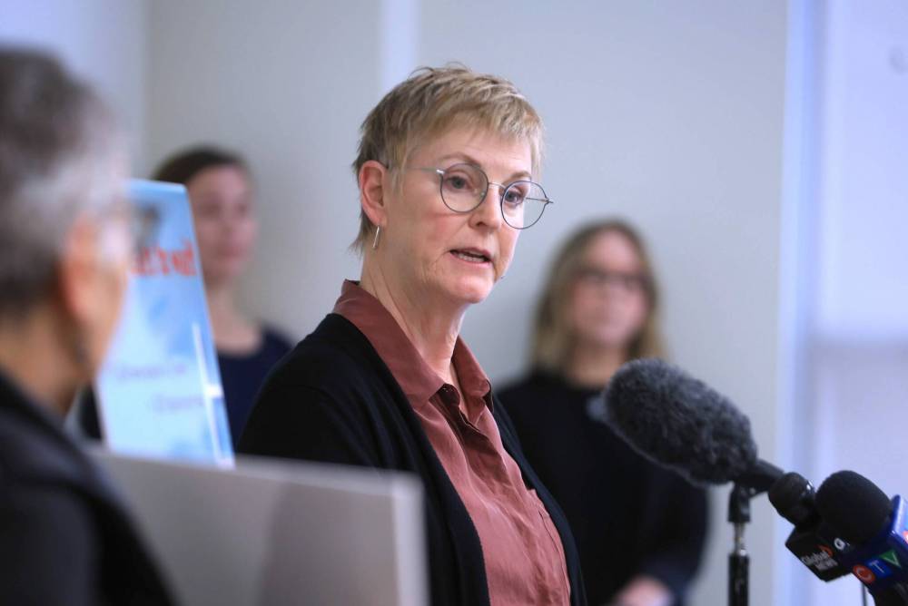 RUTH BONNEVILLE / FREE PRESS
Susan Prentice, spokesperson for the Child Care Coalition of Manitoba, called for a publicly managed child-care system.