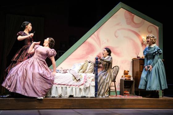 From left: Bailey Chin, Ava Darrach-Gagnon, Julia Davis and Megan Fry perform as the March sisters in RMTC’s production of Little Women. (Leif Norman photo)