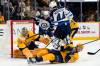 MARK HUMPHREY / THE ASSOCIATED PRESS
                                Winnipeg blue-liner Josh Morrissey (44) jumps over a sliding Predators defenceman Roman Josi during the third period of Saturday’s game in Nashville.
