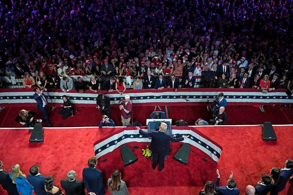 JEFF ROBERSON / THE ASSOCIATED PRESS
Republican presidential nominee former President Donald Trump speaks at an election night watch party.