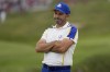 FILE - Team Europe's Sergio Garcia reacts after missing a putt on the 11th hole during a Ryder Cup singles match at the Whistling Straits Golf Course Sunday, Sept. 26, 2021, in Sheboygan, Wis. (AP Photo/Jeff Roberson, File)