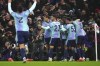 Arsenal players celebrate a goal that was later disallowed during the English Premier League soccer match between Fulham and Arsenal, at the Craven Cottage Stadium in London, Sunday, Dec. 8, 2024. (AP Photo/Dave Shopland)